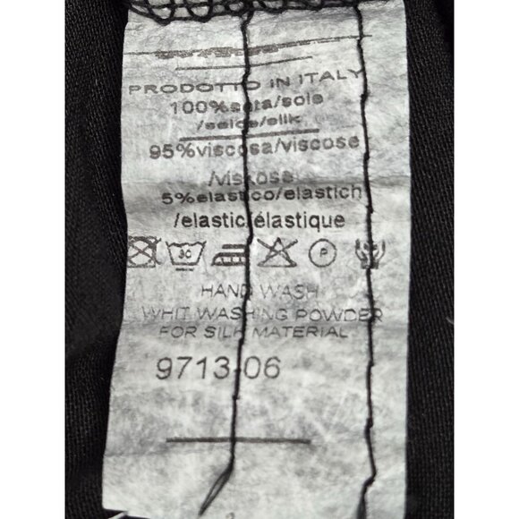 Black Long-Sleeve Fringe 100% Silk Layered Detail Dress W Roll Tab Sleeves Made - Picture 5 of 9